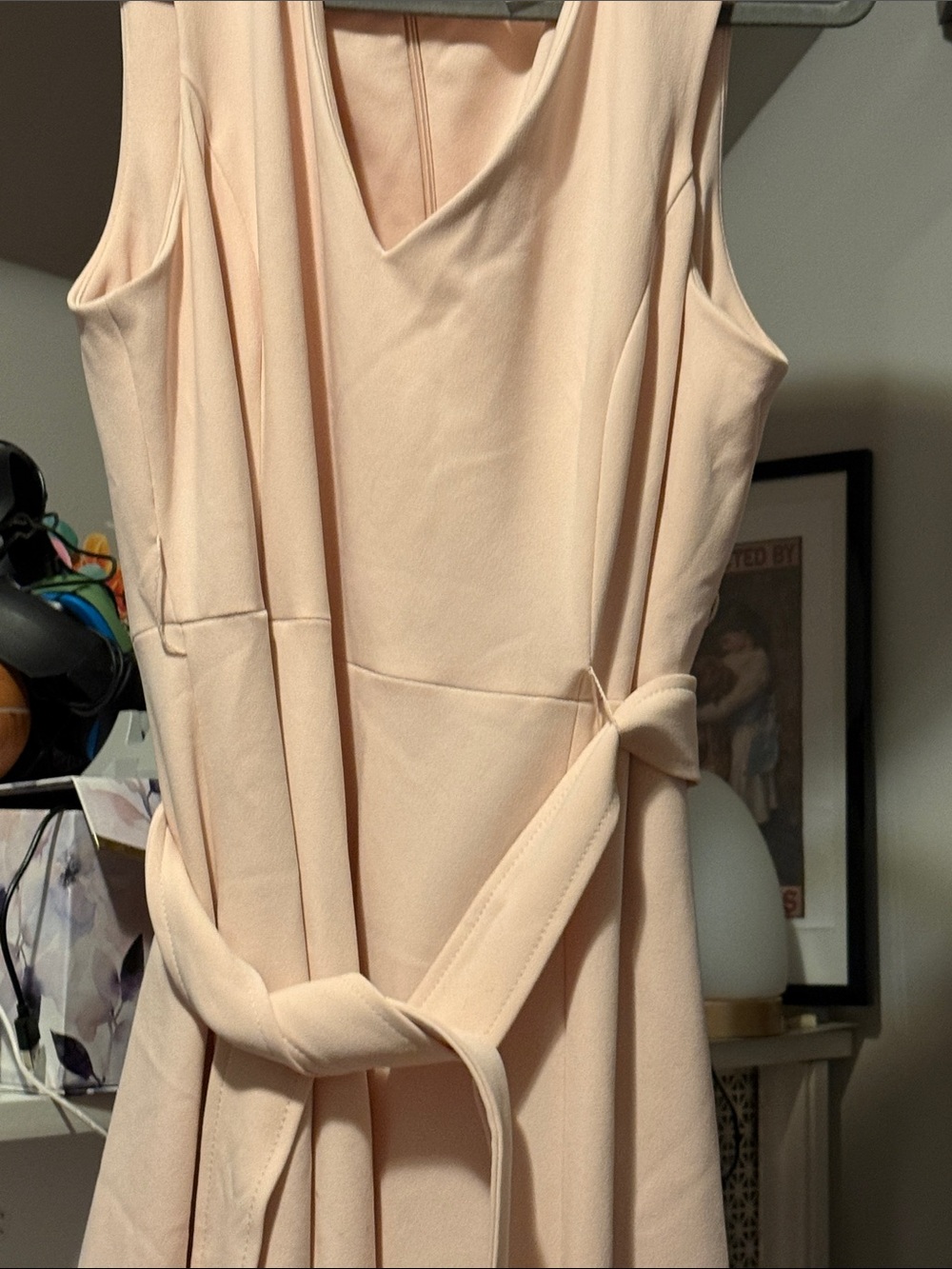 Calvin Klein Pale Blush Sleeveless Midi Dress very light blush pink